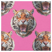 Tigerkopf-Musterdesign Rosa Stoff (Nahaufnahme)