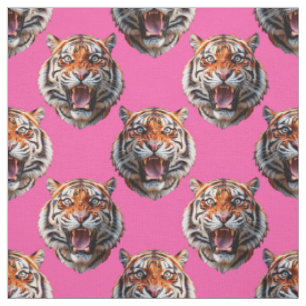 Tigerkopf-Musterdesign Rosa Stoff