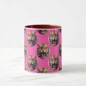 Tigerkopf-Musterdesign Rosa Tasse (Zentrum)