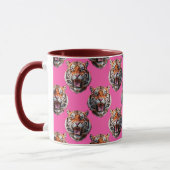 Tigerkopf-Musterdesign Rosa Tasse (Links)