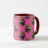 Tigerkopf-Musterdesign Rosa Tasse (VorderseiteRechts)
