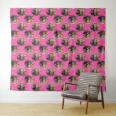 Tigerkopf-Musterdesign Rosa Wandteppich (Beispiel (Horizontal))