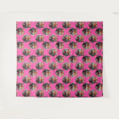 Tigerkopf-Musterdesign Rosa Wandteppich (Vorderseite (Horizontal))