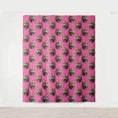 Tigerkopf-Musterdesign Rosa Wandteppich (Vorderseite)