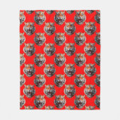 Tigerkopf-Musterdesign Rot Fleecedecke (Vorderseite)