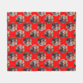 Tigerkopf-Musterdesign Rot Fleecedecke (Vorderseite (Horizontal))