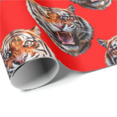 Tigerkopf-Musterdesign Rot Geschenkpapier (Rolleneckpunkt)