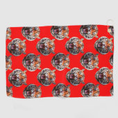 Tigerkopf-Musterdesign Rot Golfhandtuch (Horizontal)
