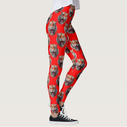Tigerkopf-Musterdesign Rot Leggings