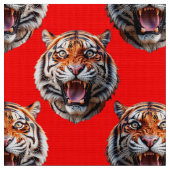 Tigerkopf-Musterdesign Rot Stoff (Nahaufnahme)