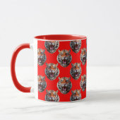 Tigerkopf-Musterdesign Rot Tasse (Links)