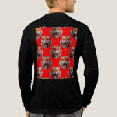 Tigerkopf-Musterdesign Rot Tri-Blend Shirt (Rückseite)