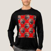 Tigerkopf-Musterdesign Rot Tri-Blend Shirt (Vorderseite)