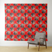 Tigerkopf-Musterdesign Rot Wandteppich (Beispiel (Horizontal))