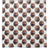Tigerkopf-Musterdesign - Weiß Duschvorhang (Vorderseite)