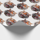 Tigerkopf-Musterdesign - Weiß Geschenkpapier (Ecke)