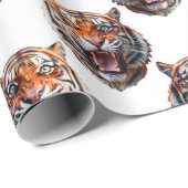 Tigerkopf-Musterdesign - Weiß Geschenkpapier (Rolleneckpunkt)
