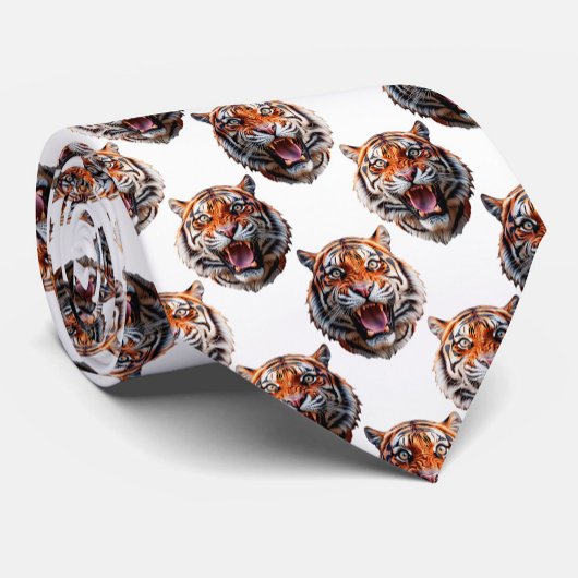 Tigerkopf-Musterdesign - Weiß Krawatte