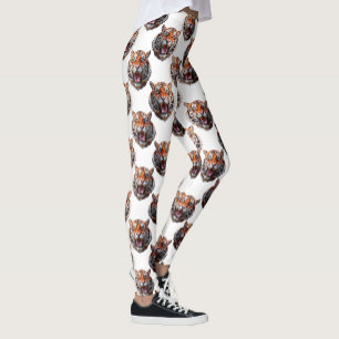 Tigerkopf-Musterdesign - Weiß   Leggings