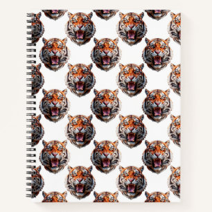 Tigerkopf-Musterdesign - Weiß   Notizblock