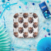 Tigerkopf-Musterdesign - Weiß   Pappteller (Party)
