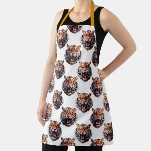 Tigerkopf-Musterdesign - Weiß   Schürze