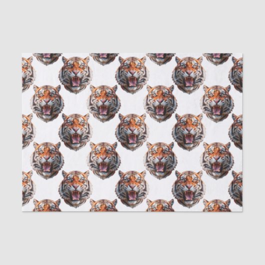 Tigerkopf-Musterdesign - Weiß Seidenpapier (Vorderseite)