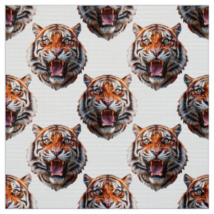 Tigerkopf-Musterdesign weiß Stoff
