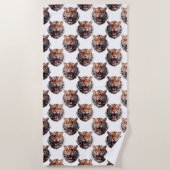 Tigerkopf-Musterdesign - Weiß Strandtuch (Vorderseite)