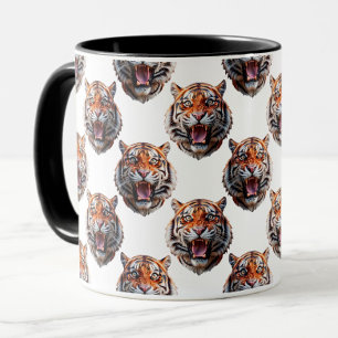Tigerkopf-Musterdesign - Weiß Tasse