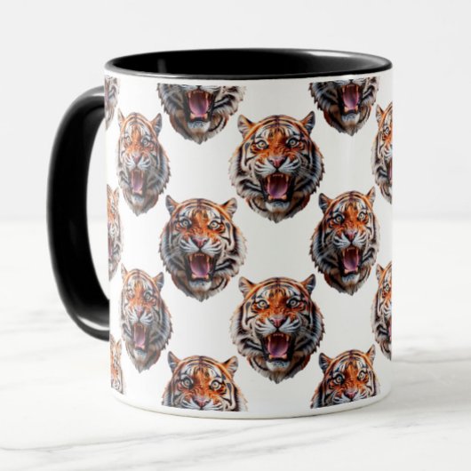 Tigerkopf-Musterdesign - Weiß Tasse