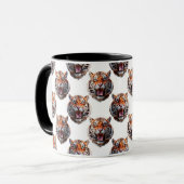 Tigerkopf-Musterdesign - Weiß Tasse (Vorderseite Links)