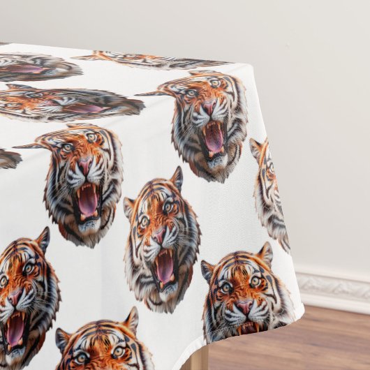 Tigerkopf-Musterdesign - Weiß   Tischdecke