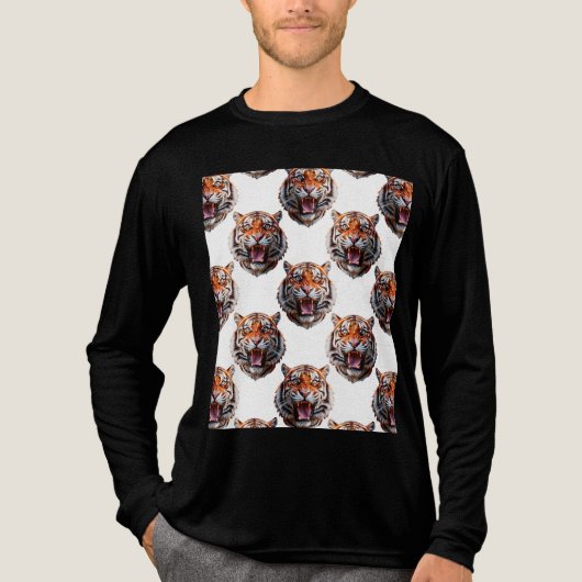 Tigerkopf-Musterdesign - Weiß Tri-Blend Shirt (Vorderseite)