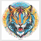 Tigerkopf-Regenbogenfarben-Farbflecken Aufkleber (Blatt)