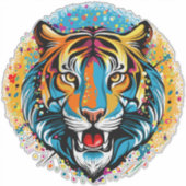 Tigerkopf-Regenbogenfarben-Farbflecken Aufkleber (Vorderseite)
