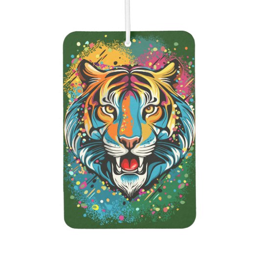 Tigerkopf-Regenbogenfarben-Farbflecken Autolufterfrischer (Vorderseite)