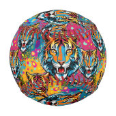 Tigerkopf-Regenbogenfarben-Farbflecken Baseball (Rückseite)