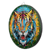 Tigerkopf-Regenbogenfarben-Farbflecken Dartscheibe (Vorderseite rechts)