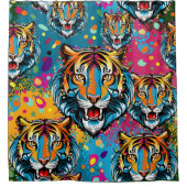 Tigerkopf-Regenbogenfarben-Farbflecken Duschvorhang (Vorderseite)