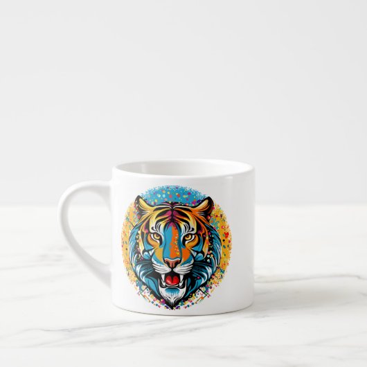 Tigerkopf-Regenbogenfarben-Farbflecken Espressotasse (Links)