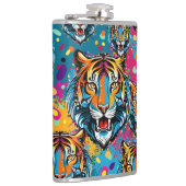 Tigerkopf-Regenbogenfarben-Farbflecken Flachmann (Rechts)