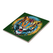 Tigerkopf-Regenbogenfarben-Farbflecken Fliese (Seite)