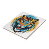 Tigerkopf-Regenbogenfarben-Farbflecken Fliese (Seite)