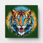 Tigerkopf-Regenbogenfarben-Farbflecken Fotoplatte (Vorderseite)
