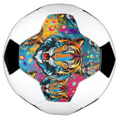 Tigerkopf-Regenbogenfarben-Farbflecken Fußball (Gedreht)