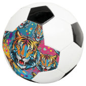 Tigerkopf-Regenbogenfarben-Farbflecken Fußball (Dreiviertel)