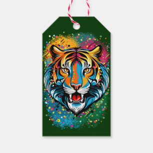 Tigerkopf-Regenbogenfarben-Farbflecken Geschenkanhänger