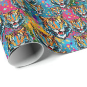 Tigerkopf-Regenbogenfarben-Farbflecken Geschenkpapier (Rolleneckpunkt)