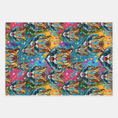 Tigerkopf-Regenbogenfarben-Farbflecken Geschenkpapier Set (Vorderseite)